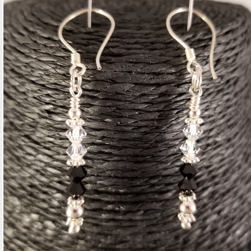 Black and Clear Swarovski and Sterling Silver Set - Picture 3 of 8